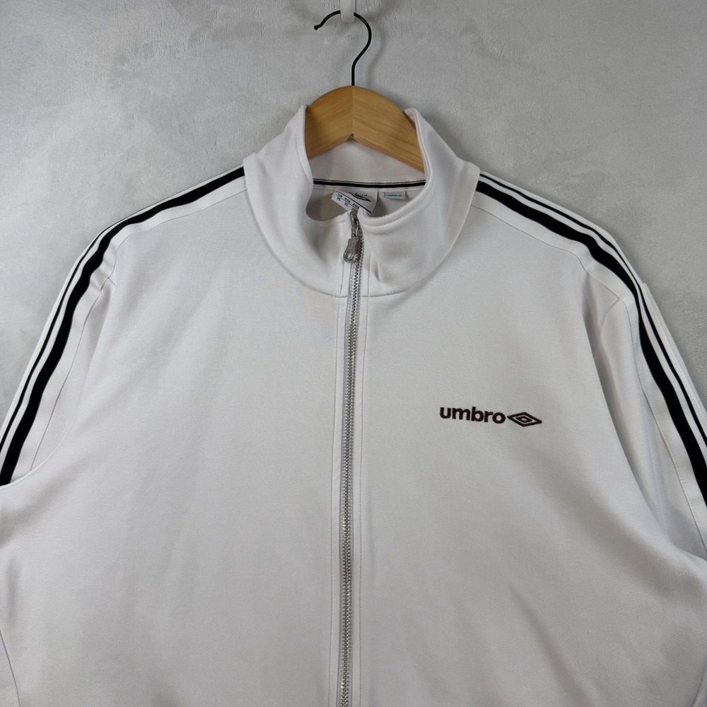 Umbro Full Zipper White Soccer Track Jacket Men's Size XL Polyester